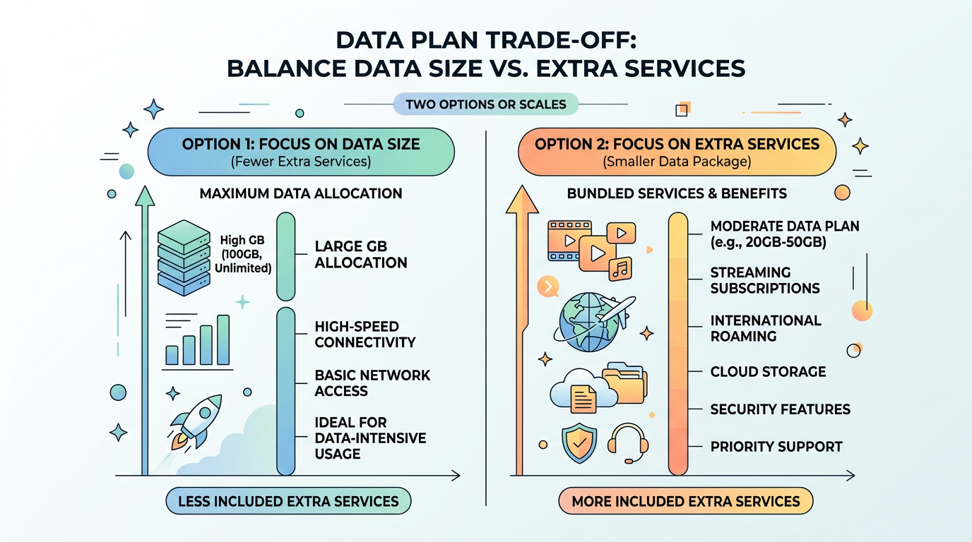 Avveining mellom datapakke og tilleggstjenester i bedriftsabonnement