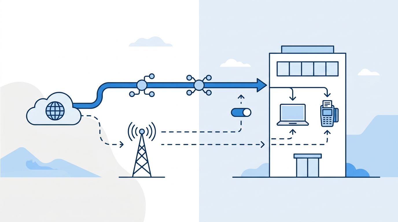 Illustrasjon: hovedlinje og mobil backup til bedriftens enheter
