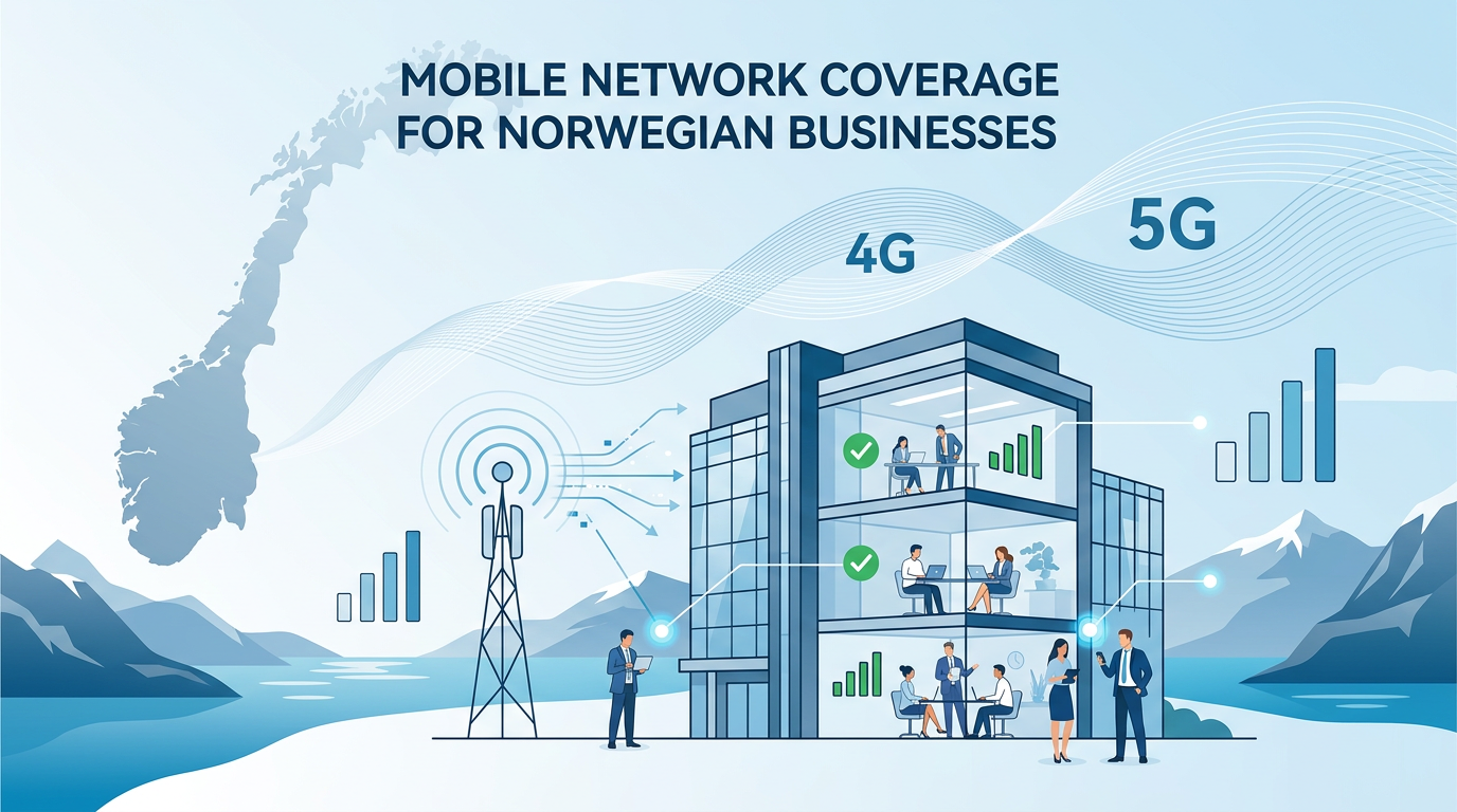 Mobildekning og signal for norske bedrifter – illustrasjon av dekning og kapasitet